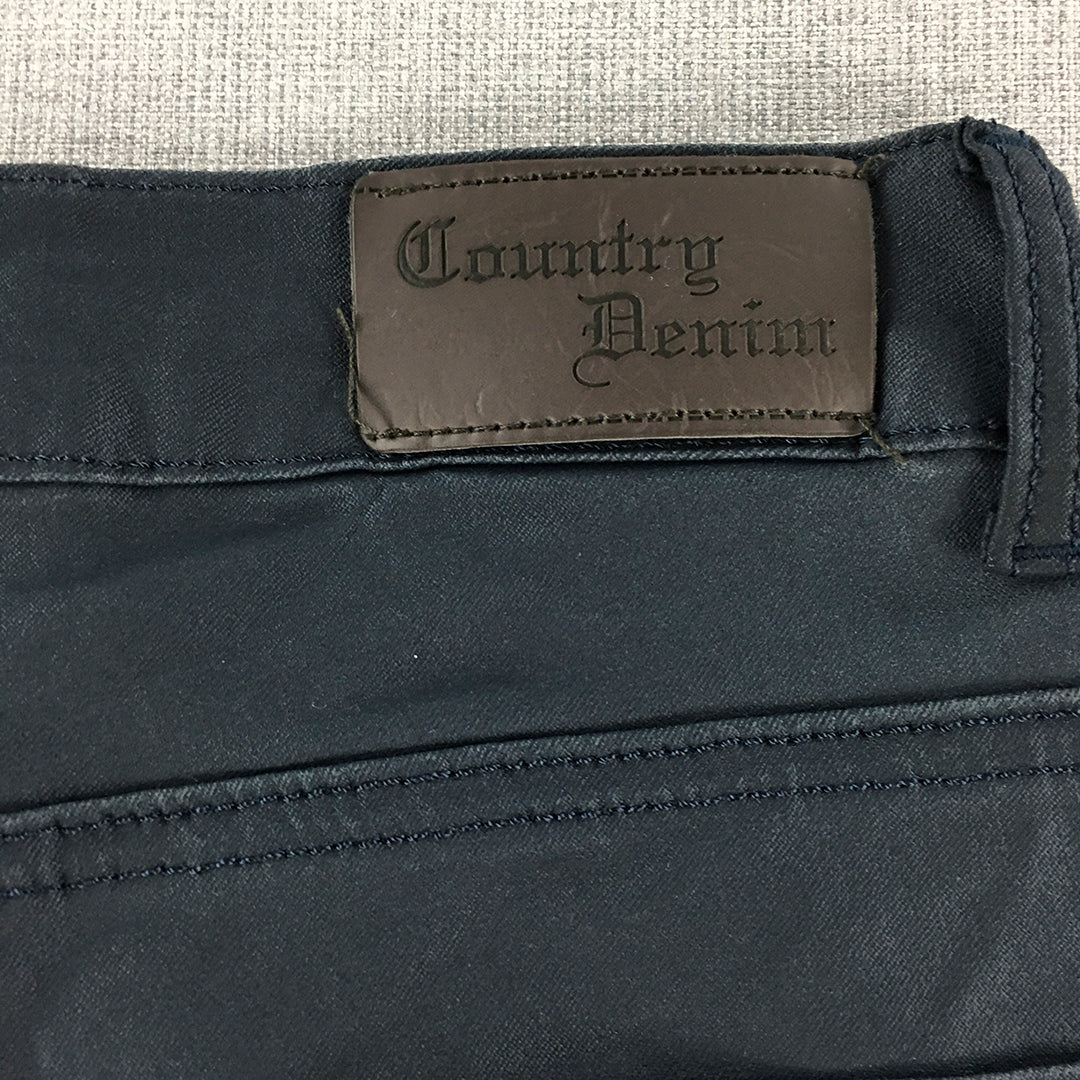 Country Denim Womens Waxed Skinny Jeans Size 8 Blue Dark Wash Stretch