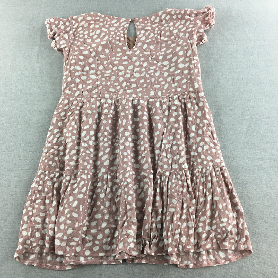 St. Frock Womens Mini Dress Size 10 Pink Dot Sleeveless Pleated