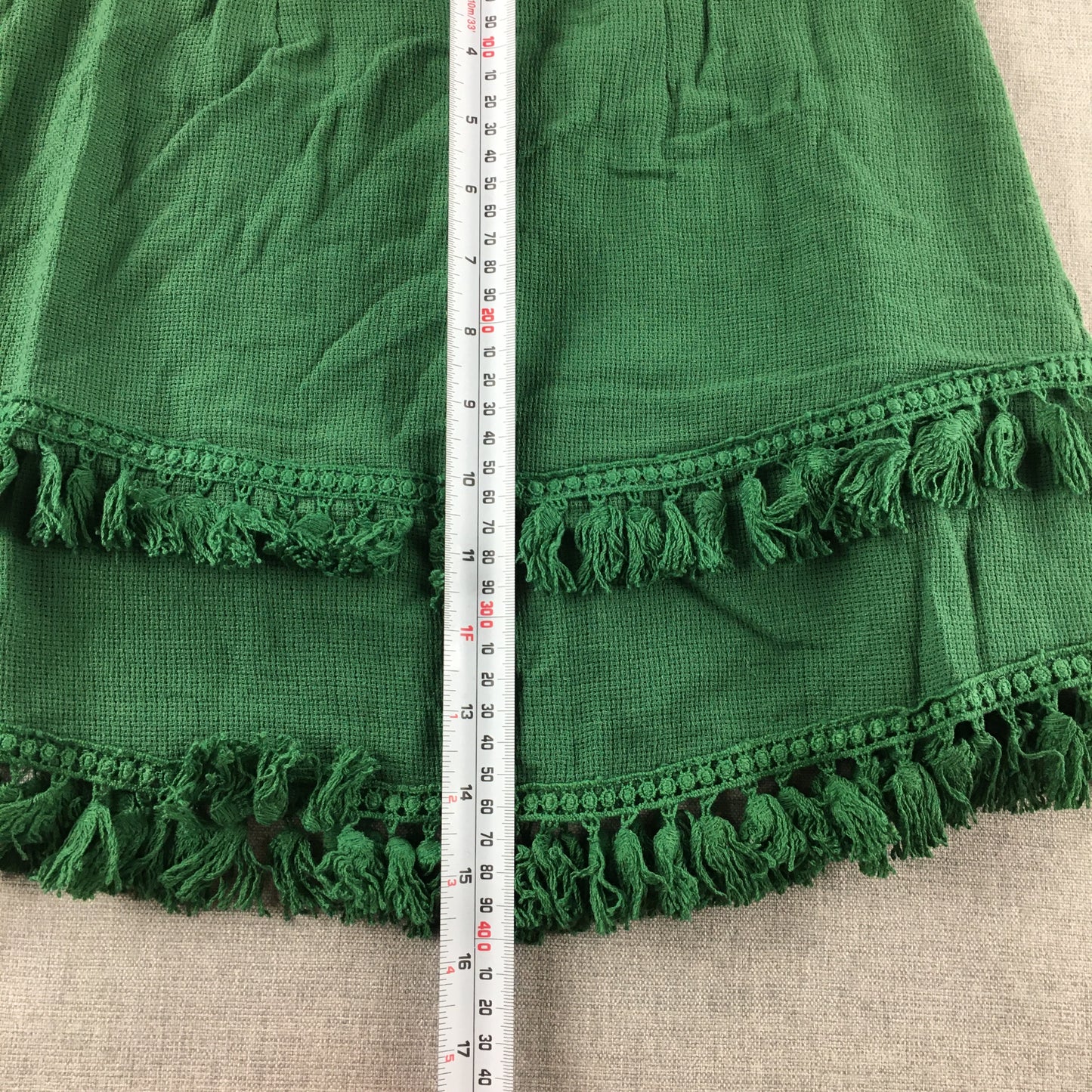 Indikah Womens Mini Skirt Size 6 Green Frilled