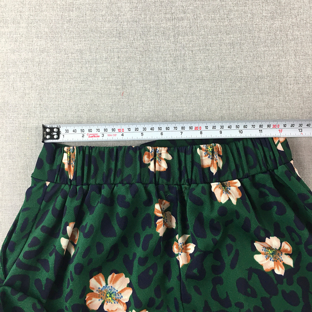 Valleygirl Womens Wide Leg Pants Size 8 Green Floral Miss Valley