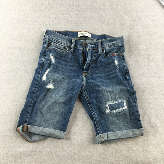 Abercrombie & Fitch Kids Boys Denim Shorts Size 11 - 12 Years Blue Distressed