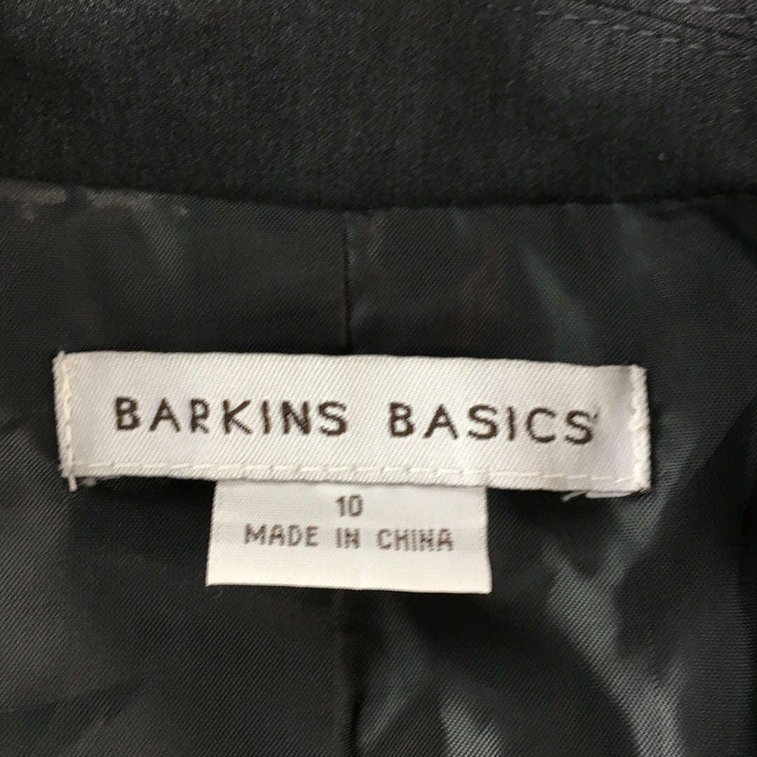 Barkins Womens Blazer Jacket Size 10 Grey Button Collared Coat