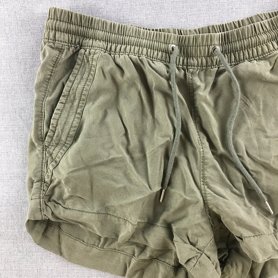 H&M Womens Shorts Size 4 Green Pockets Drawstring Elastic Waist