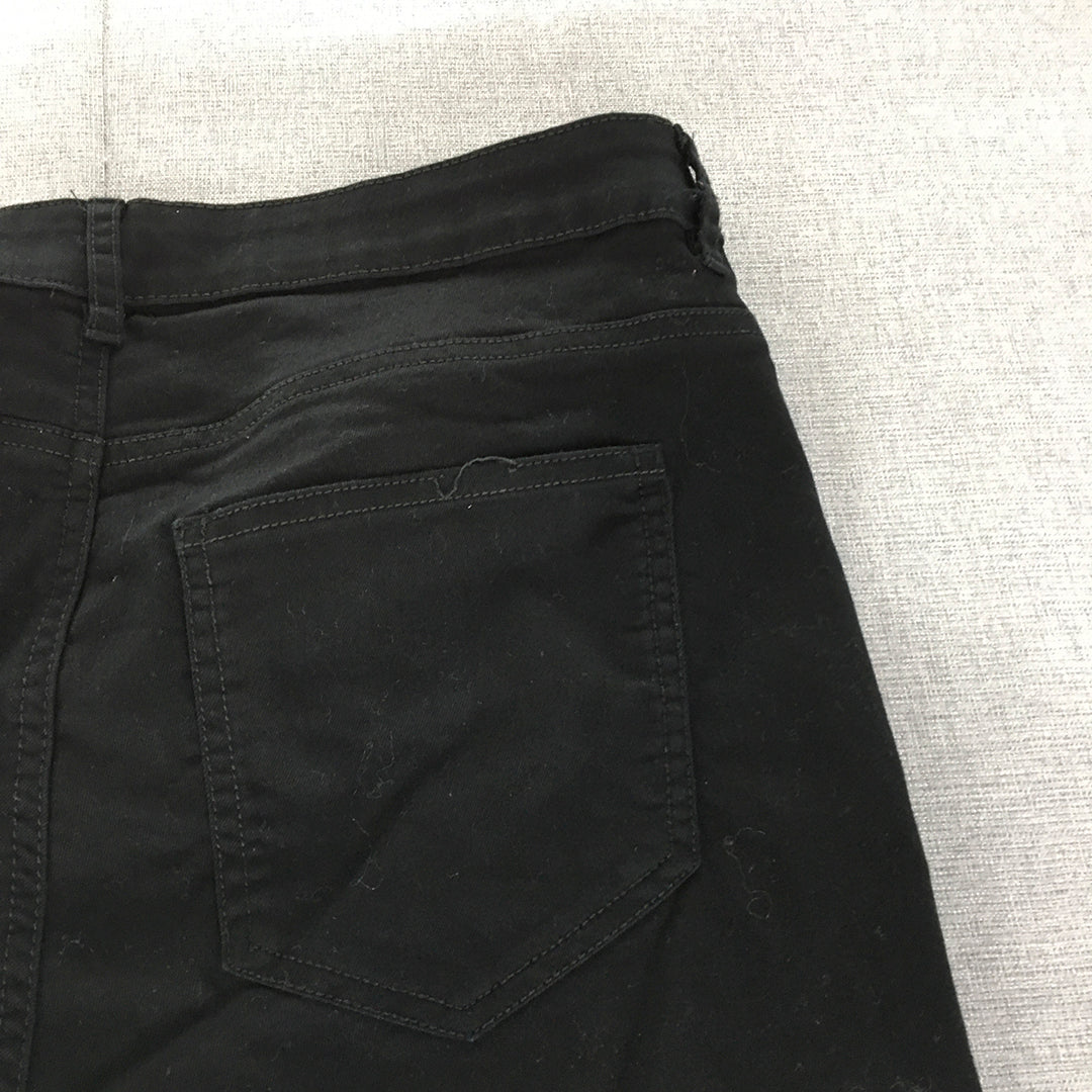 H&M Womens Skinny Jeans Size 14 Black Denim Dark Wash Stretch