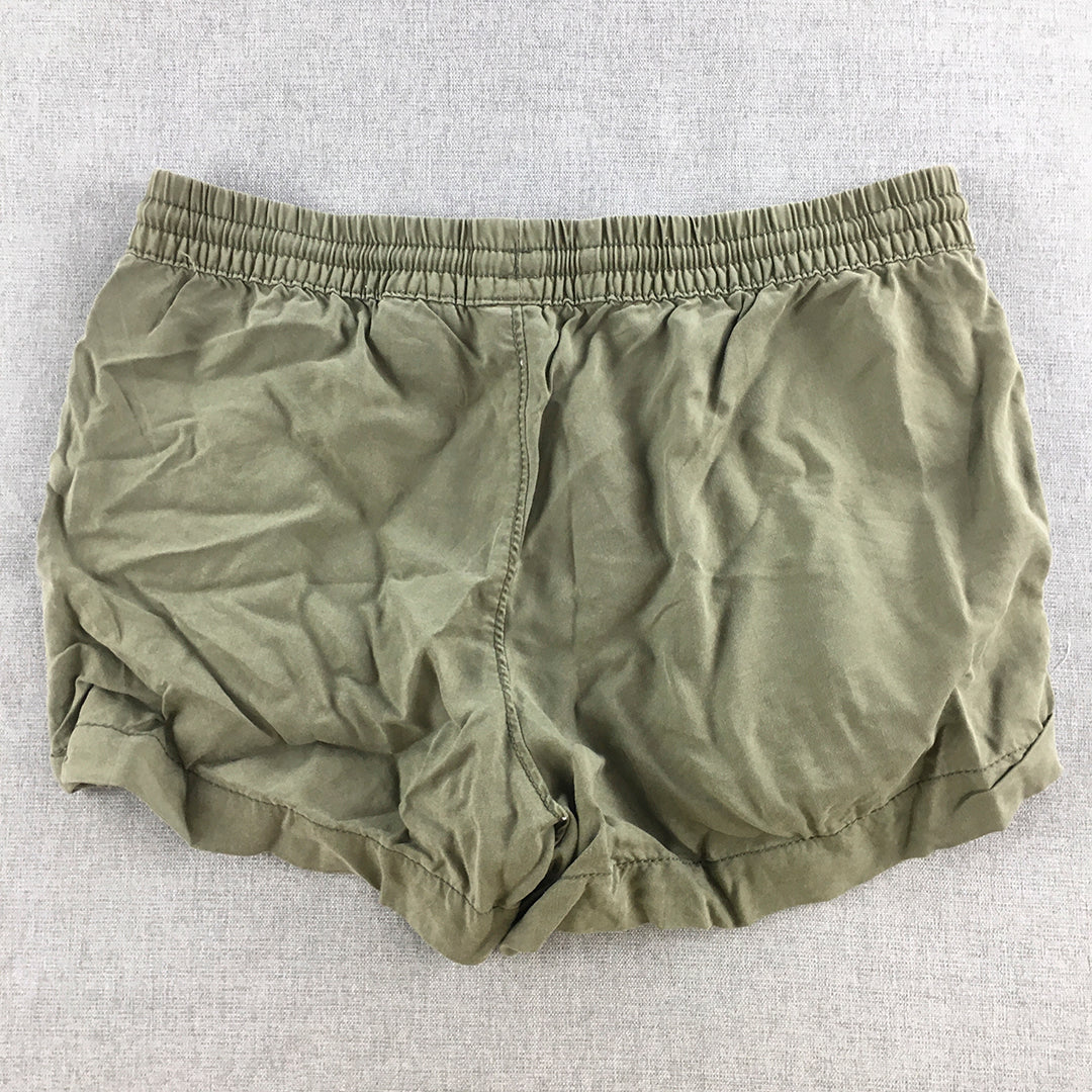 H&M Womens Shorts Size 4 Green Pockets Drawstring Elastic Waist