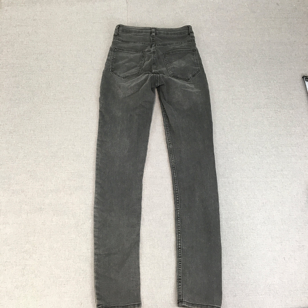 H&M Womens Skinny Jeans Size 2 US Grey Light Wash Stretch Fabric Denim