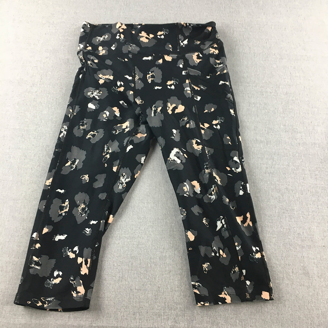 Rock Wear Womens Leggings Size 12 Black Dot 3/4 Length