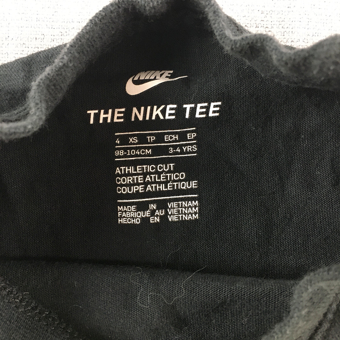 Nike Kids Boys T-Shirt Size 3 - 4 Years Toddler Baby Black Swoosh Logo Top