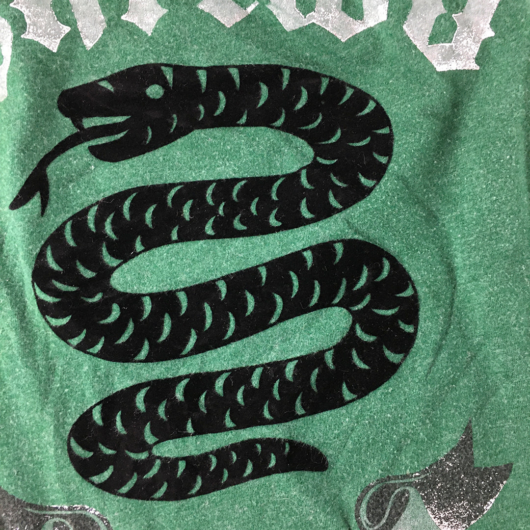 Harry Potter Slytherin Womens T-Shirt Size S Green Snake Short Sleeve Top