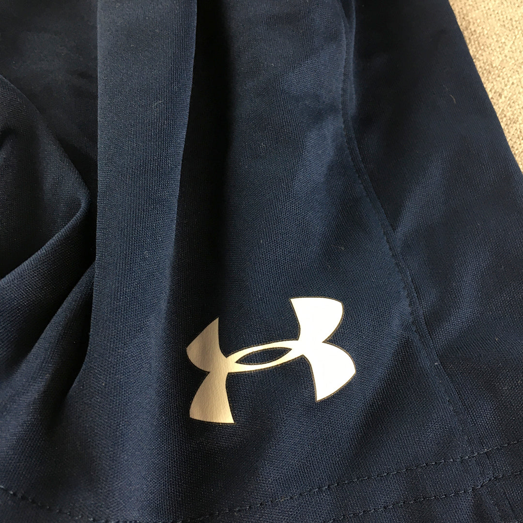 Under Armour Kids Boys Shorts Youth Size S Blue Logo Elastic Waist Athletic