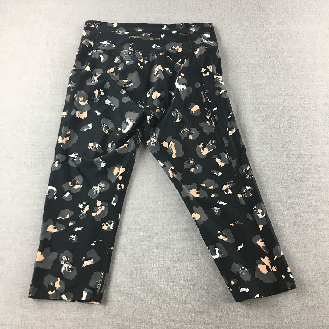 Rock Wear Womens Leggings Size 12 Black Dot 3/4 Length