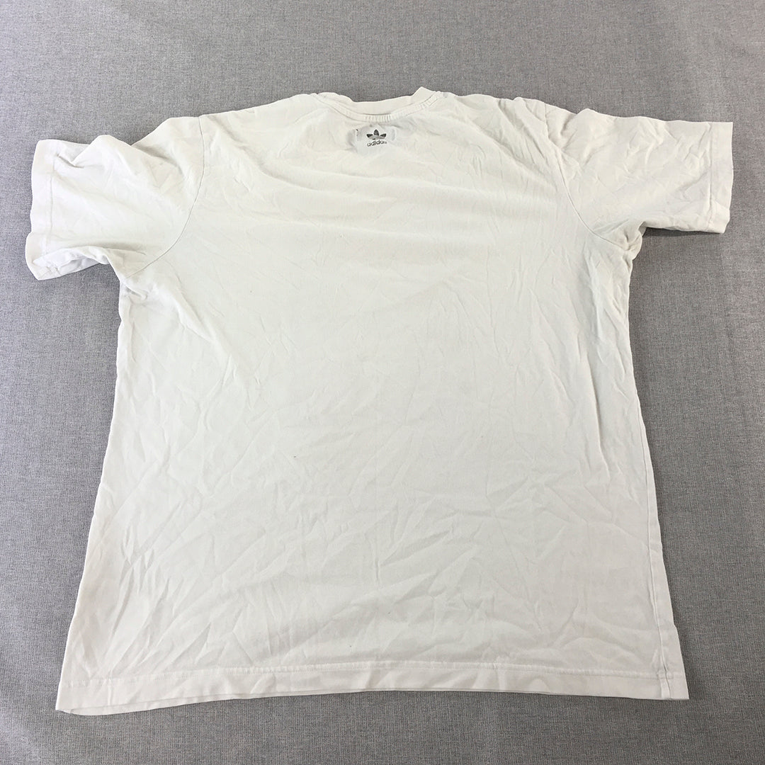 Adidas Mens T-Shirt Size L White Big Trefoil Logo Short Sleeve Crew Neck