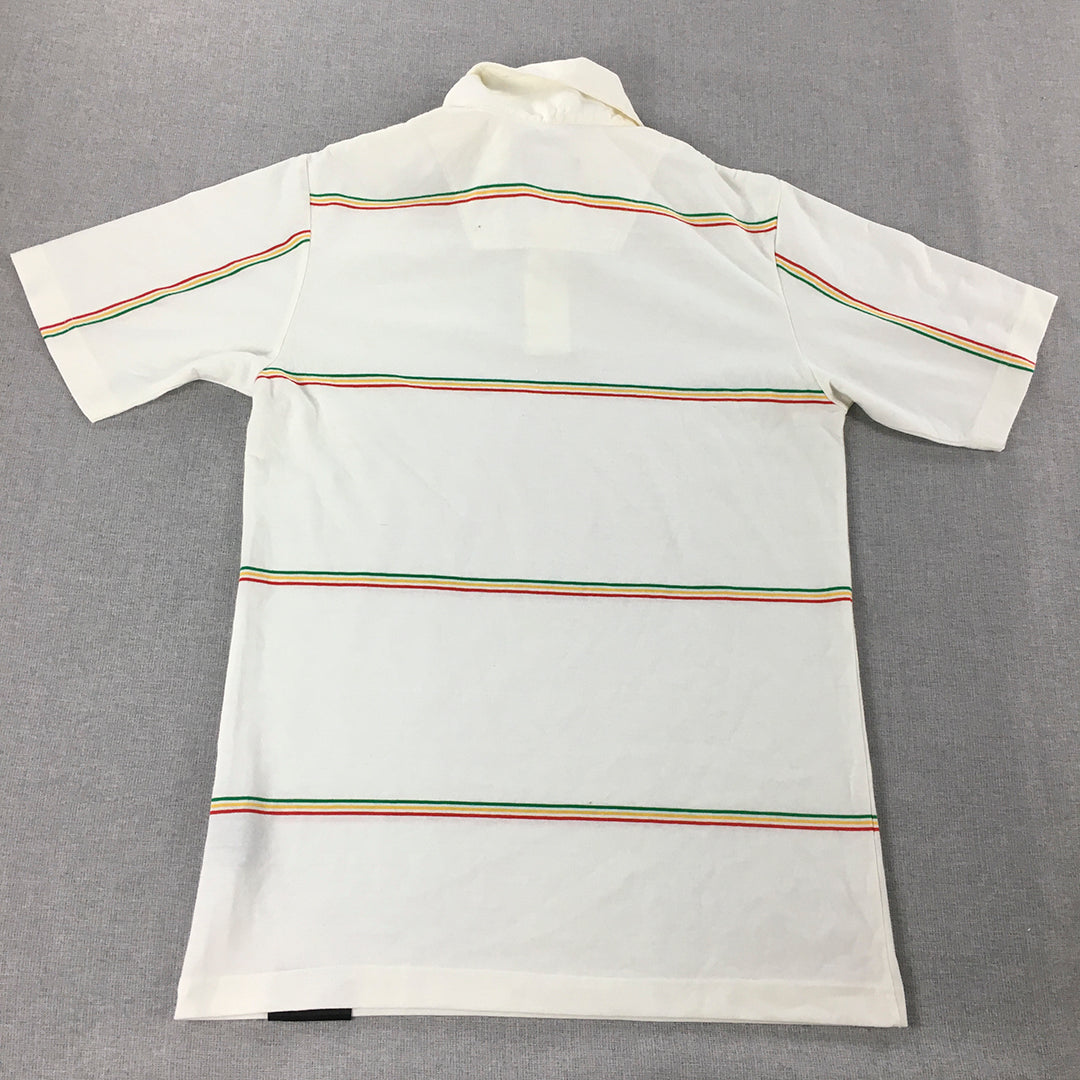 Vintage Independent Truck Company Mens Polo Shirt Size S White Striped Skate