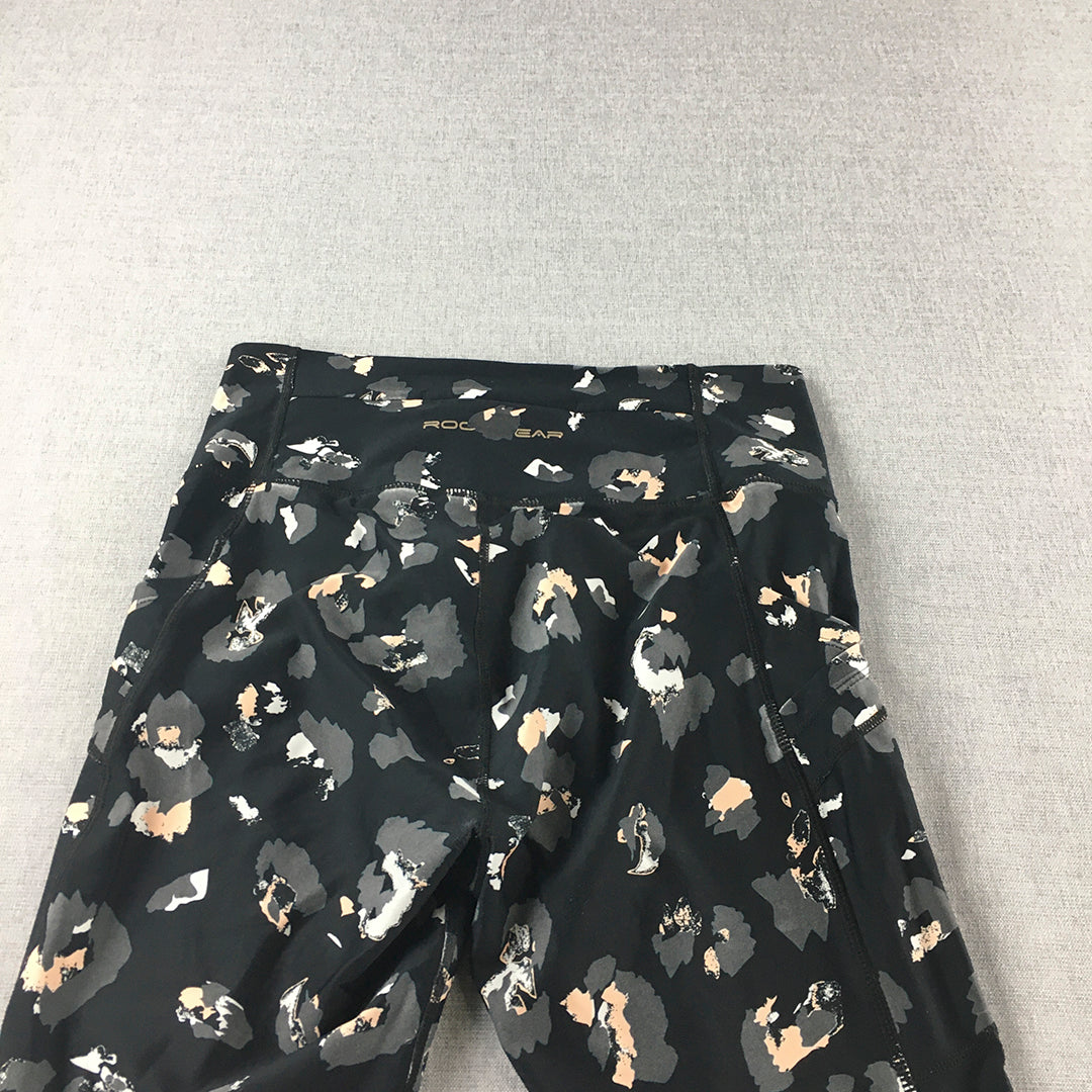 Rock Wear Womens Leggings Size 12 Black Dot 3/4 Length