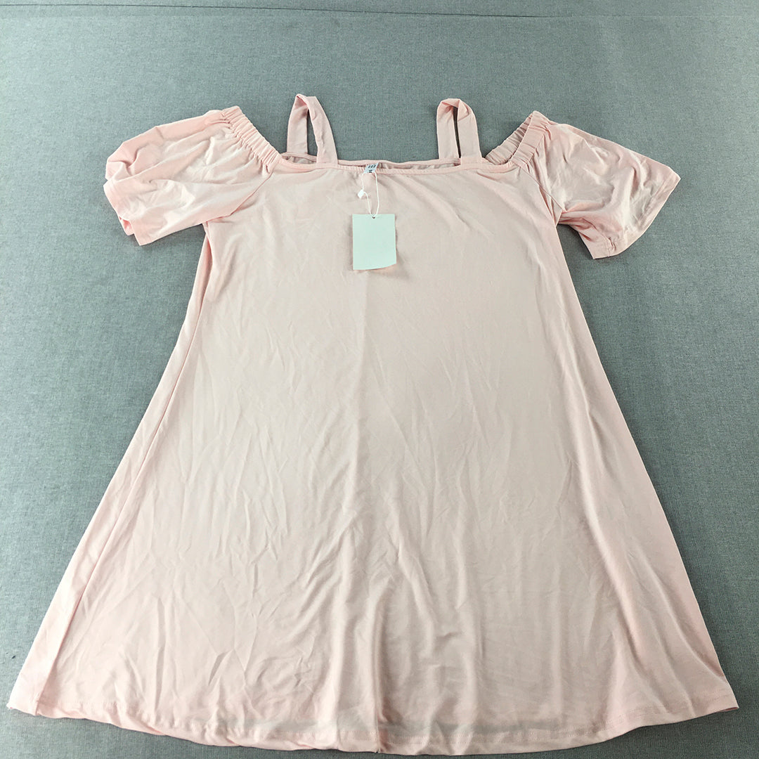 NEW Nextima Womens Mini Dress Size 14 Pink A-Line Short Sleeve