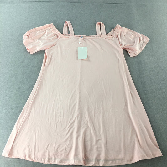 NEW Nextima Womens Mini Dress Size 14 Pink A-Line Short Sleeve