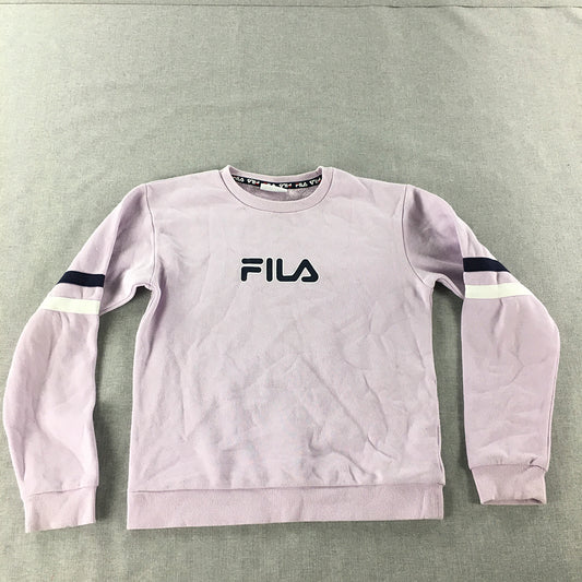 FILA Kids Girls Sweater Size 10 Pink Logo Crew Neck Pullover Jumper