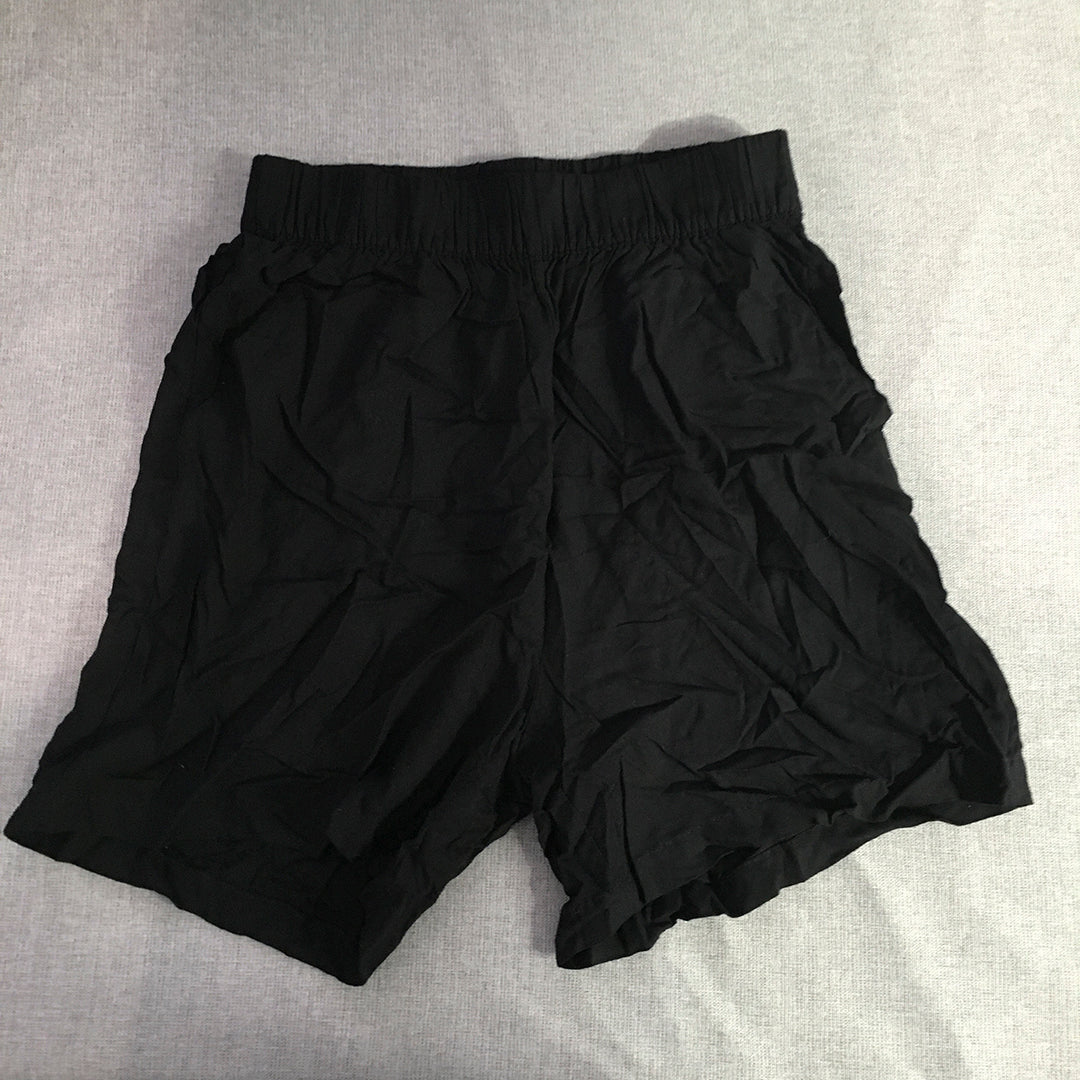 H&M Womens Shorts Size 2 Black Black Elastic Waist Bermuda