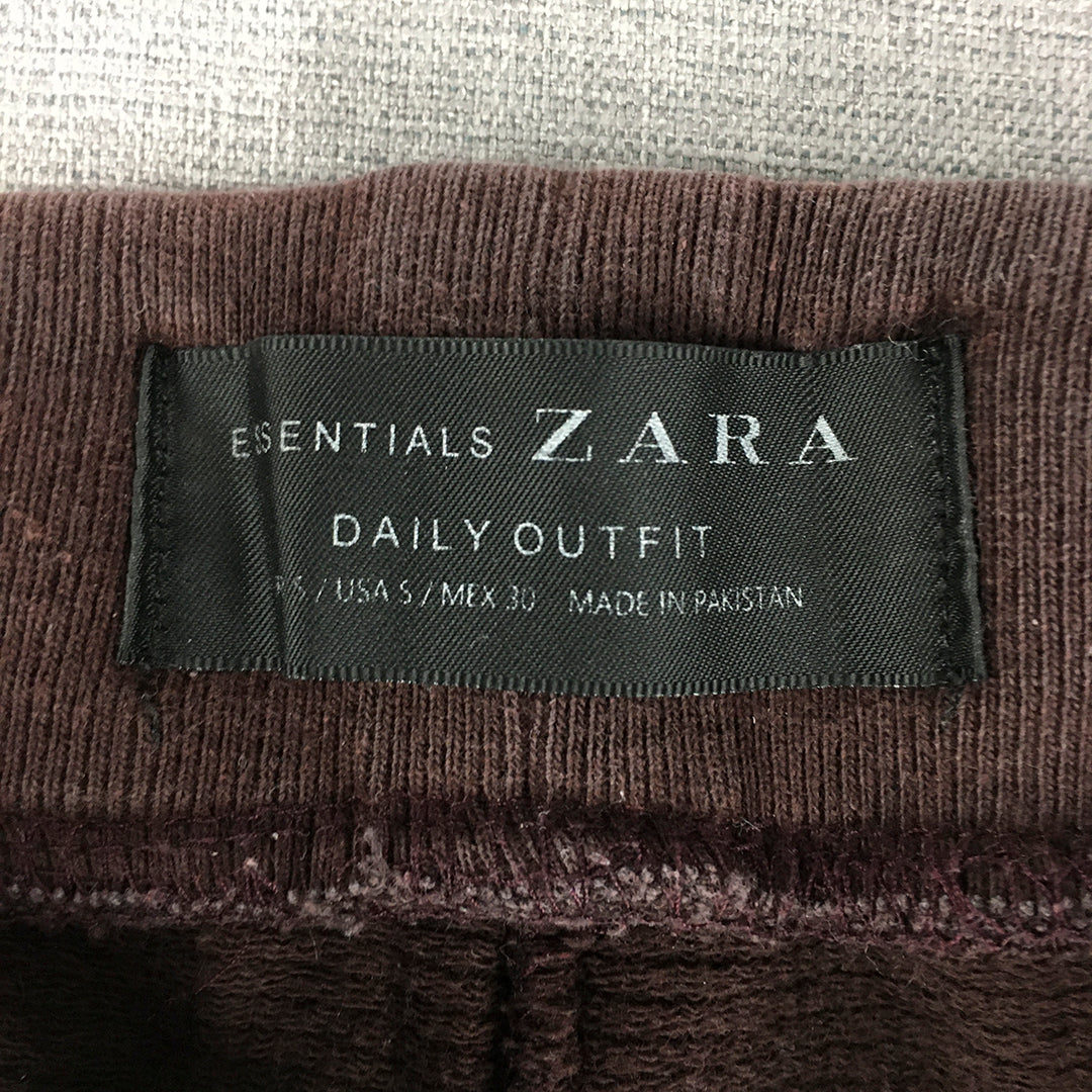 Zara Mens Jogger Pants Size S Brown Knit Elastic Waist 'Daily Outfit' Pockets