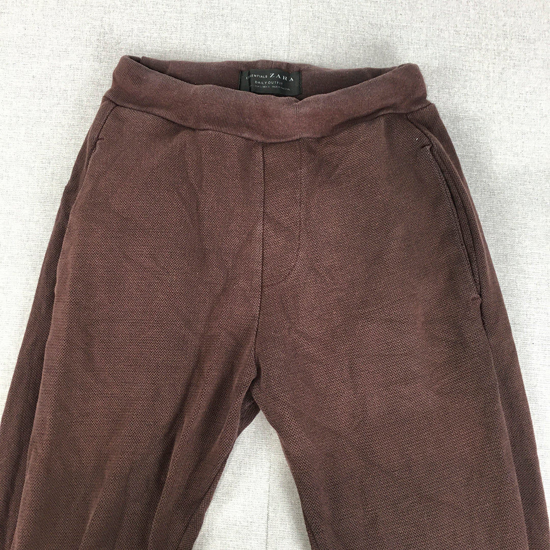 Zara Mens Jogger Pants Size S Brown Knit Elastic Waist 'Daily Outfit' Pockets