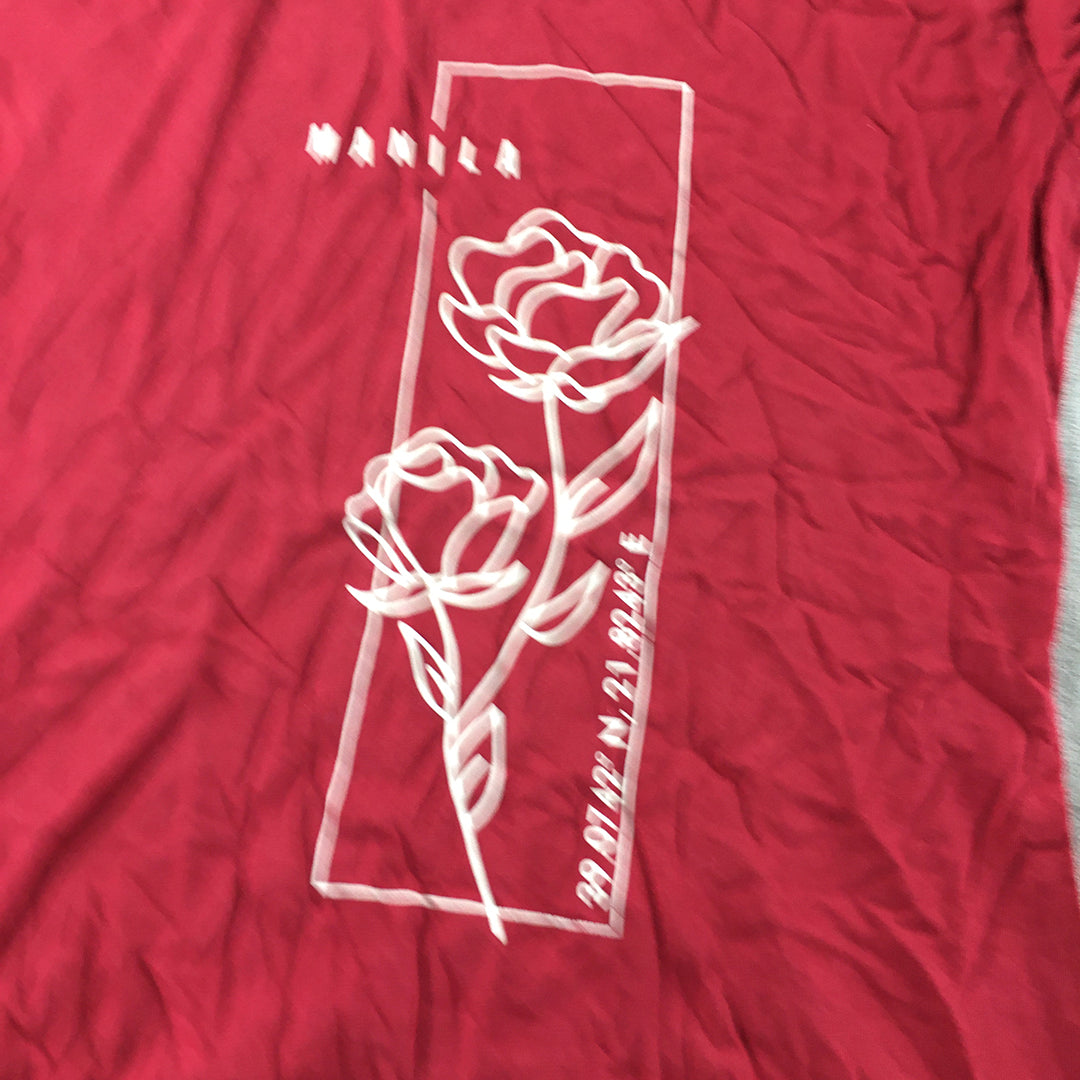 Kidley Womens T-Shirt Size M Red Manila Rose Short Sleeve Top