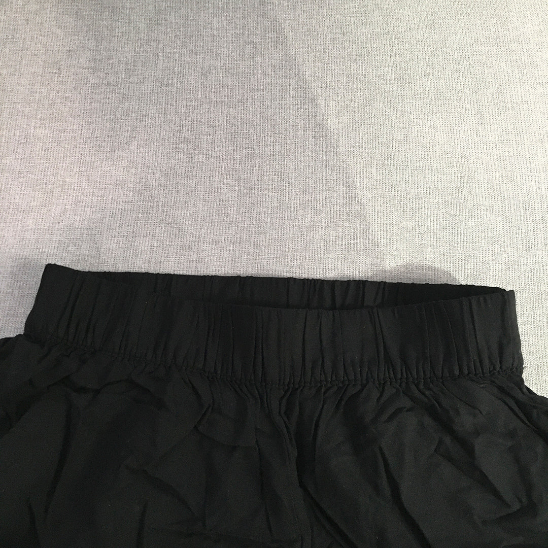 H&M Womens Shorts Size 2 Black Black Elastic Waist Bermuda