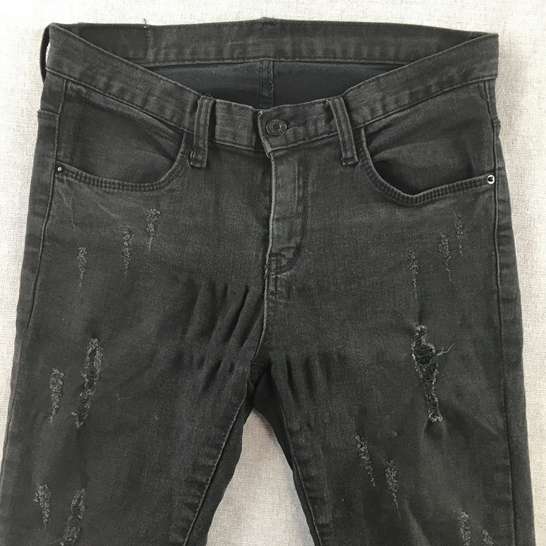 GM Womens Skinny Jeans Size S (W28 x L28) Black Distressed Denim Pockets