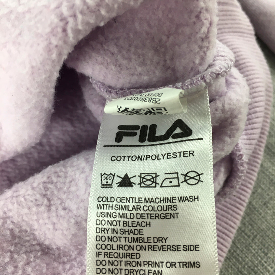 FILA Kids Girls Sweater Size 10 Pink Logo Crew Neck Pullover Jumper