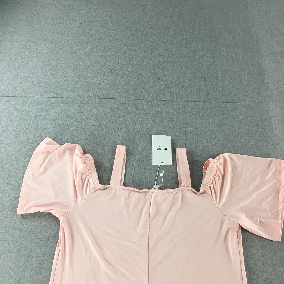 NEW Nextima Womens Mini Dress Size 14 Pink A-Line Short Sleeve