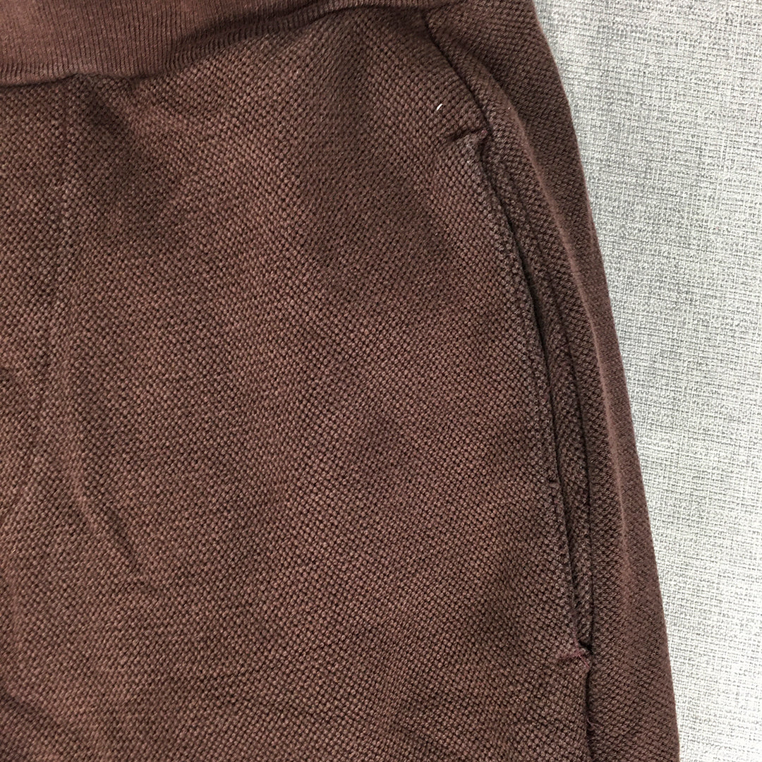 Zara Mens Jogger Pants Size S Brown Knit Elastic Waist 'Daily Outfit' Pockets