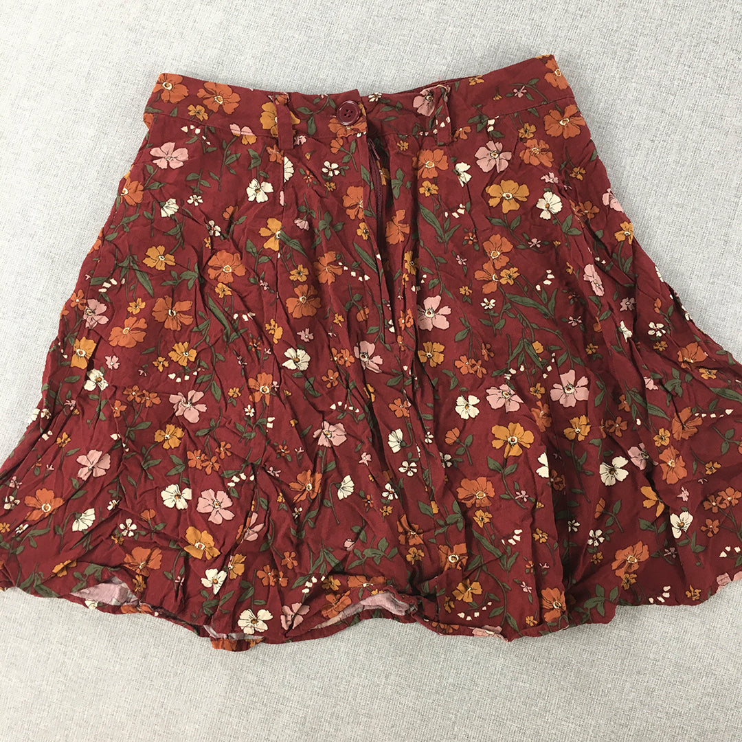 Princess Highway Womens Mini Skirt Size 10 Red Floral A-Line