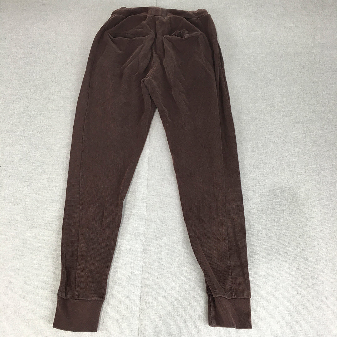 Zara Mens Jogger Pants Size S Brown Knit Elastic Waist 'Daily Outfit' Pockets