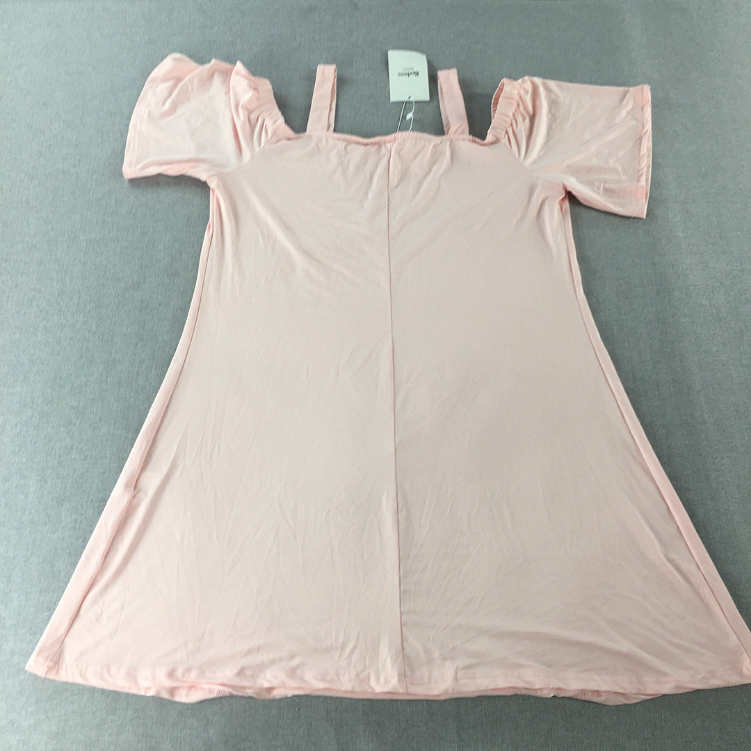 NEW Nextima Womens Mini Dress Size 14 Pink A-Line Short Sleeve