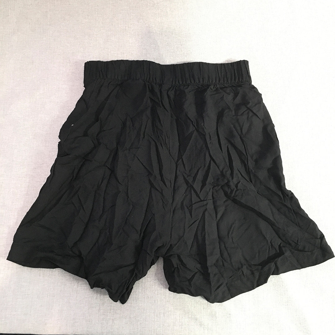 H&M Womens Shorts Size 2 Black Black Elastic Waist Bermuda