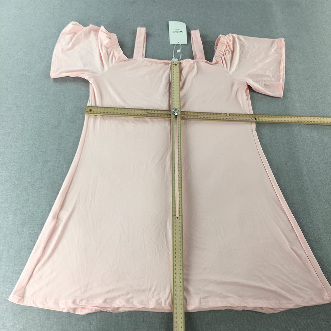 NEW Nextima Womens Mini Dress Size 14 Pink A-Line Short Sleeve