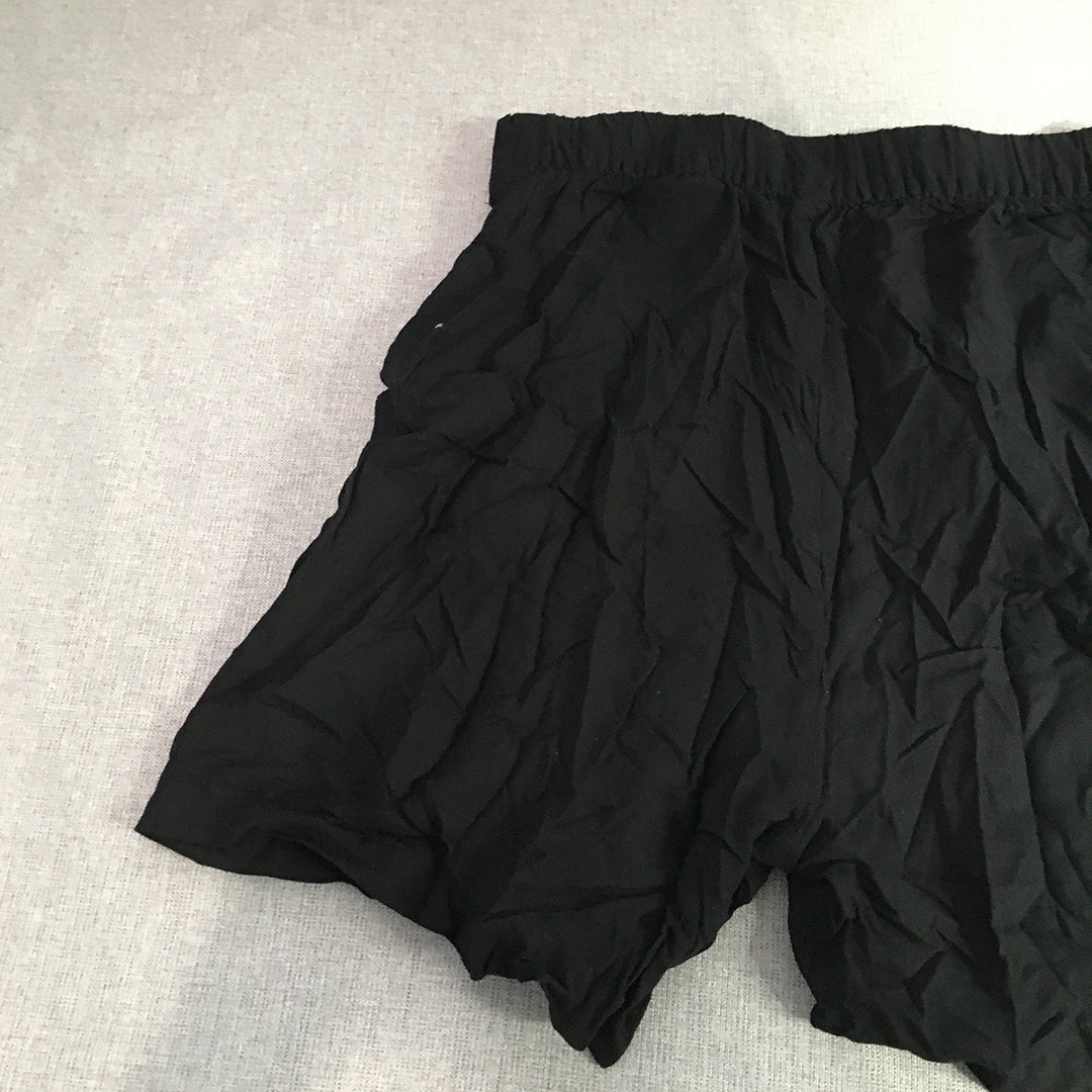 H&M Womens Shorts Size 2 Black Black Elastic Waist Bermuda