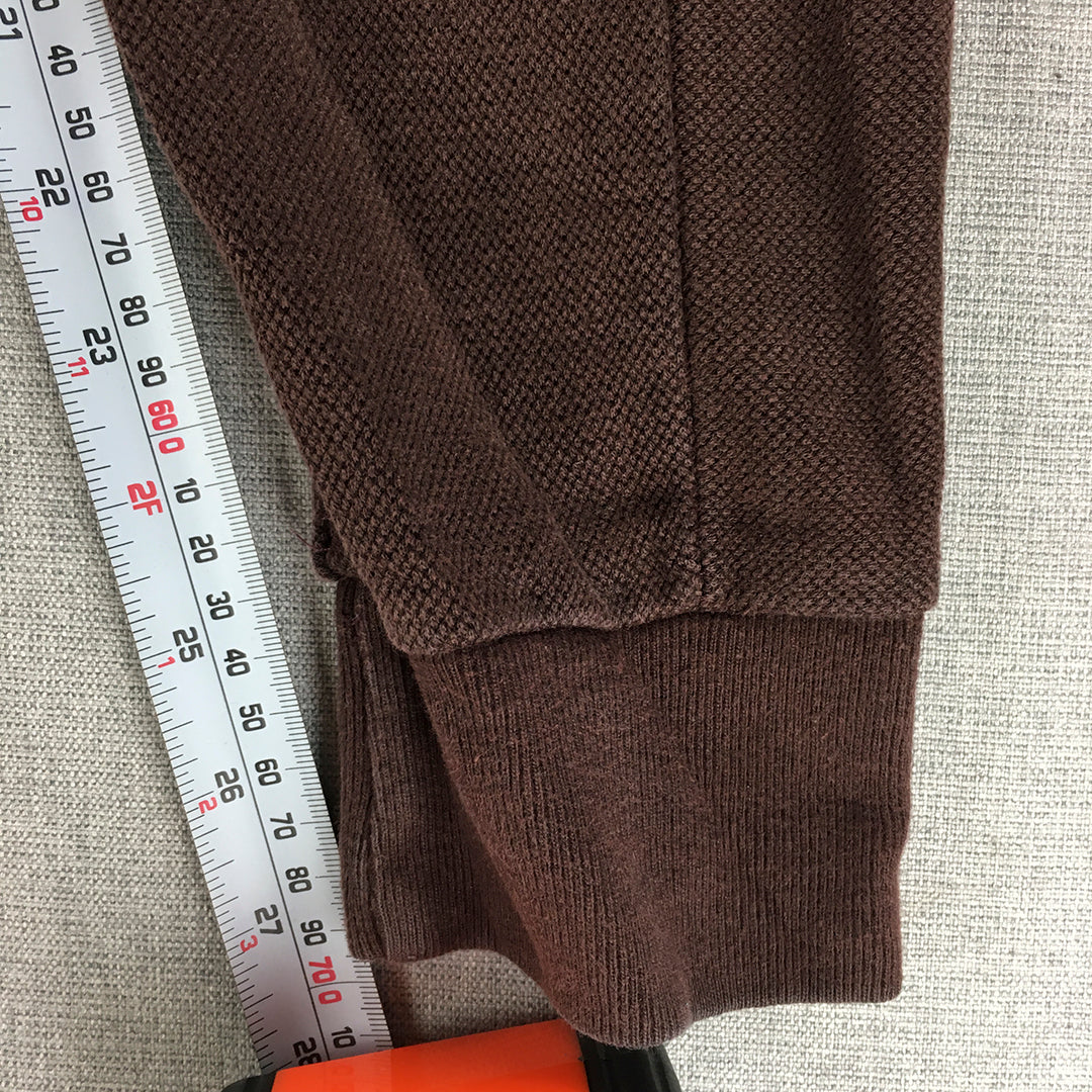 Zara Mens Jogger Pants Size S Brown Knit Elastic Waist 'Daily Outfit' Pockets