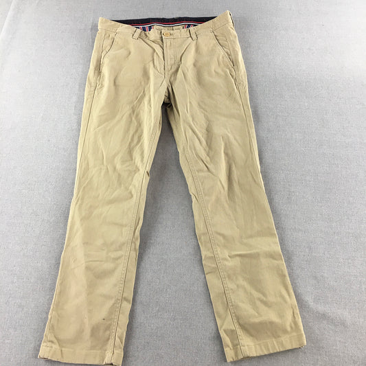 John Players Mens Chino Pants Size 34 Brown Pockets Straight Leg Trousers