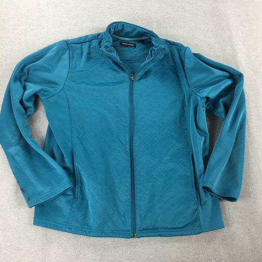 Sport Leisure Womens Jacket Size 16 Blue Zip-Up Pockets Mock Neck Windbreaker