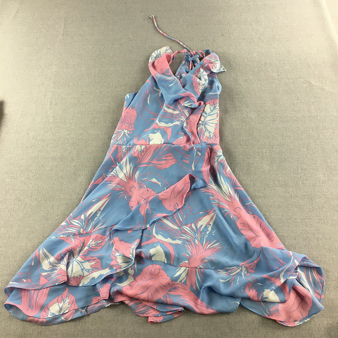 Pavement Kids Girls Dress Size 18 (Youth XL) Blue Pink Floral Sleeveless Flared