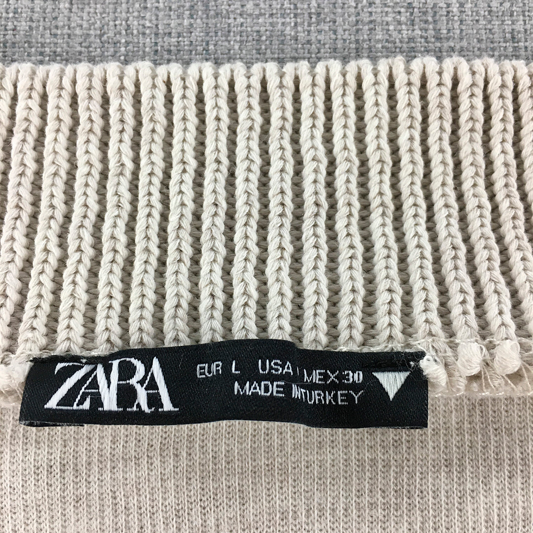 Zara Womens Knit Sweater Vest Size L Grey V-Neck Pullover Jumper Sleeveless