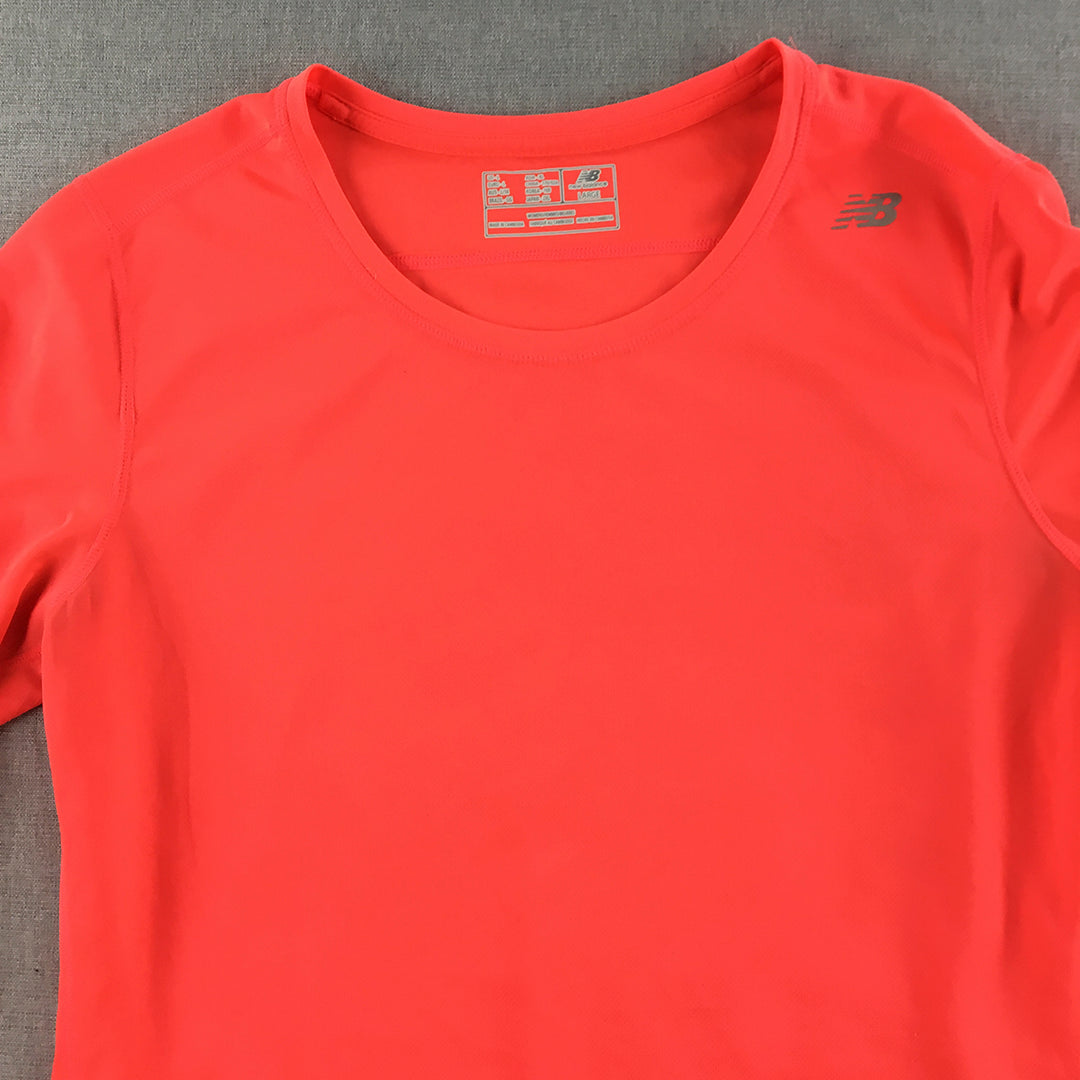 New Balance Womens Top Size L Red Long Sleeve Logo Pullover Shirt