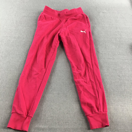 Puma Kids Girls Tracksuit Pants Size 9 - 10 Years Pink Logo Jogger