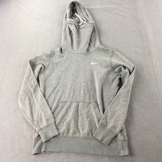 Nike Womens Hoodie Sweater Size S Grey Swoosh Logo Pockets Jumper