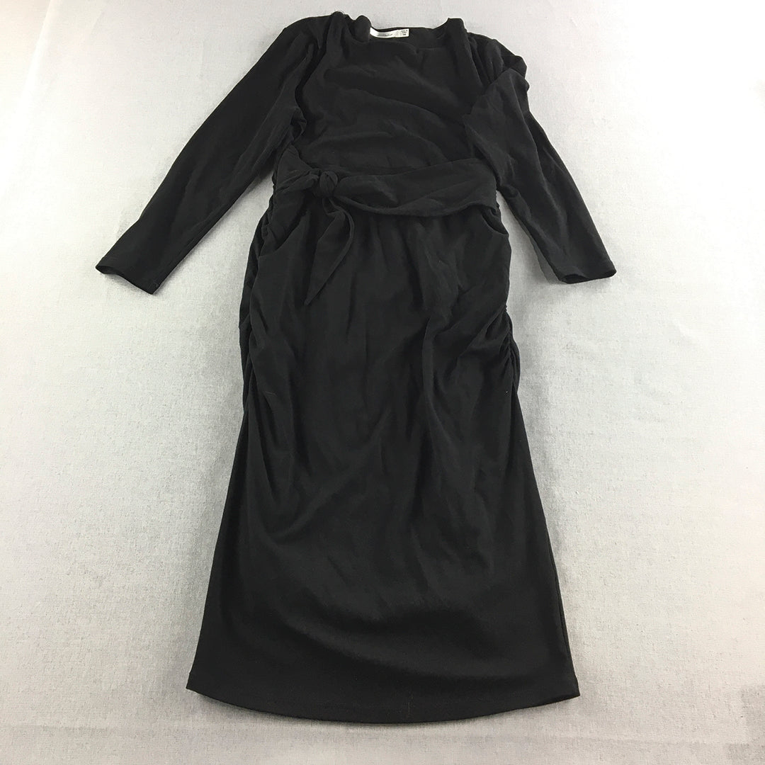 Lorraine Womens Dress Size 14 Black Long Sleeve Midi