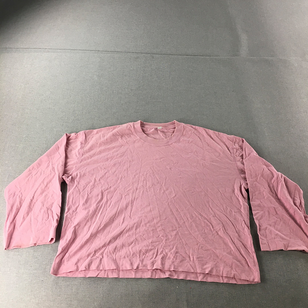 Uniqlo Womens Top Size M Pink Oversized Crew Neck Pullover Shirt