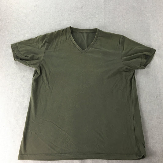 Uniqlo Mens T-Shirt Size XL Khaki Green Short Sleeve V-Neck Tee