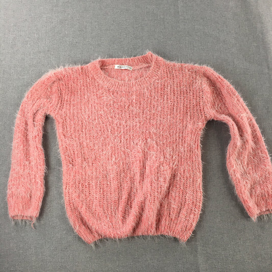 E-Lady Womens Knit Sweater Size S/M Pink Crew Neck Pullover Jumper