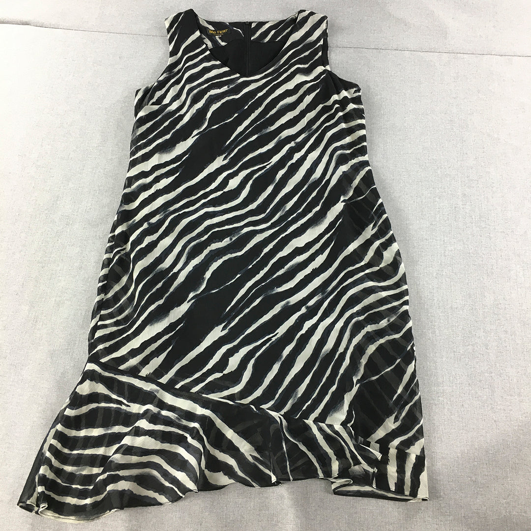 Vintage Me First Womens Dress Size 16 Black Zebra Striped Sleeveless Pencil Midi