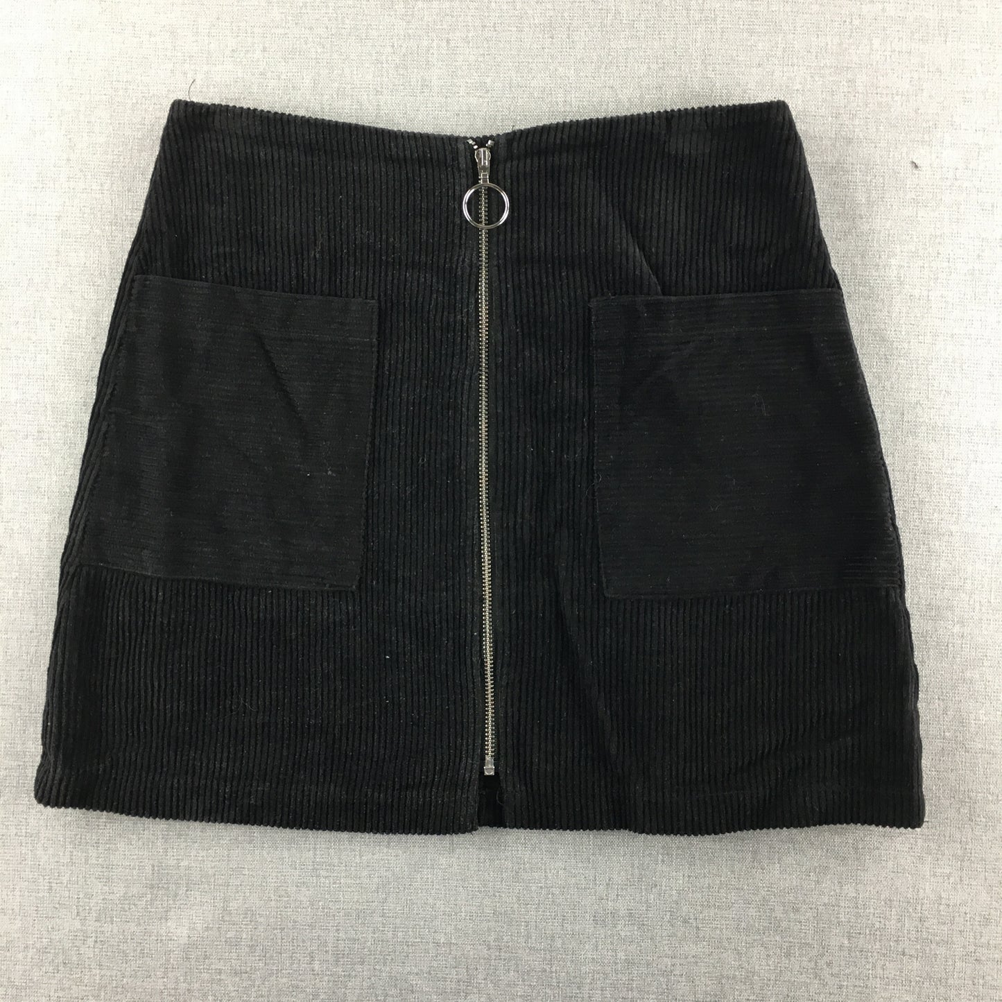 Subtitled Womens Corduroy Skirt Size XS Black Mini Zip